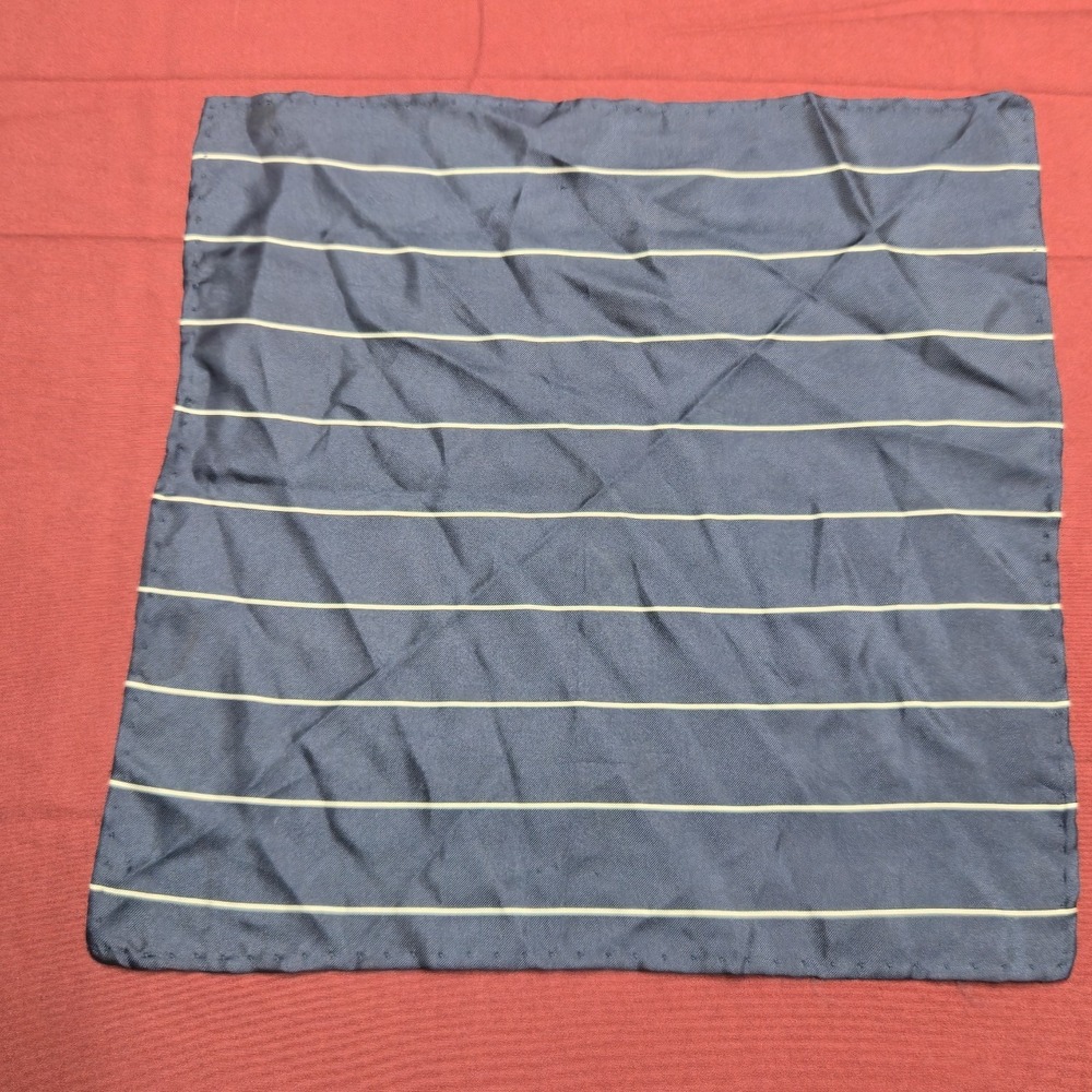 Unbranded Navy Blue Yellow Striped Pocket Square 12" Mens Handmade Accessory